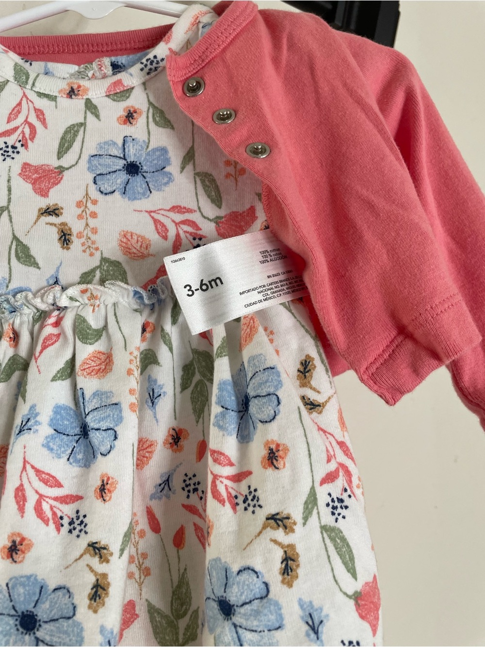 Carter’s 3-6M Coral Cardigan with Floral Baby Dress - Picture 5 of 7